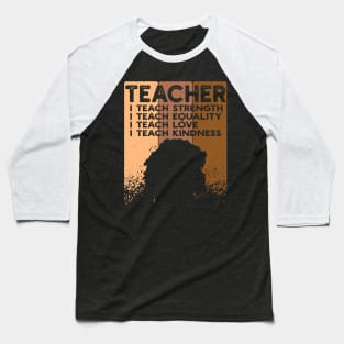 teacher Black Women Teacher Afro Retro Black History Month Baseball T-Shirt